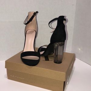 Black with clear heel heels